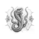 serpiente con flores tattoo design idea