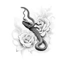 serpiente con flores tattoo design idea