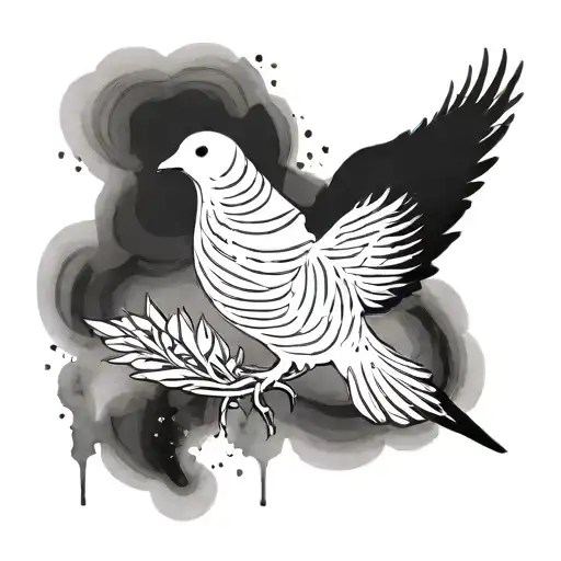 Minimalist dove silhouette: A simple, yet striking dove silhouette with soft, watercolor-style shading.  tattoo design idea