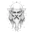 kind old wizard tattoo design idea