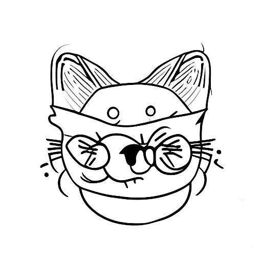 black cat with funny hat tattoo design idea