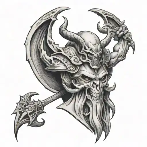 medevil character representing wrath deadly sin tattoo design idea