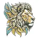 lion head with wings  tattoo design idea