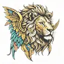 lion head with wings  tattoo design idea