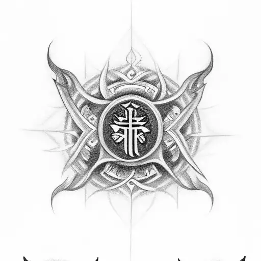 Design a black-grey tattoo depicting a book with religious symbols flowing out of it tattoo design idea
