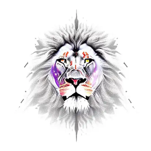 truth speaking invincible lion under light at dawn tattoo design idea