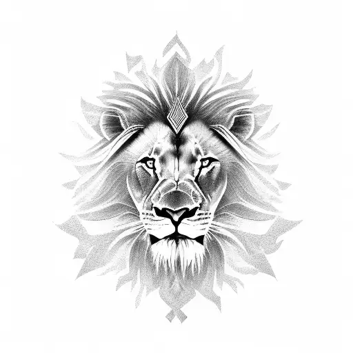 truth speaking invincible lion under light tattoo design idea
