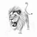 truth speaking invincible lion with shine or light tattoo design idea