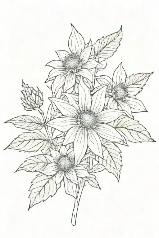 coneflower dahlia fairy fern garden forest leaf  tattoo design idea
