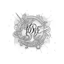 signature family word with 4 birts and hope, love and energy tattoo design idea