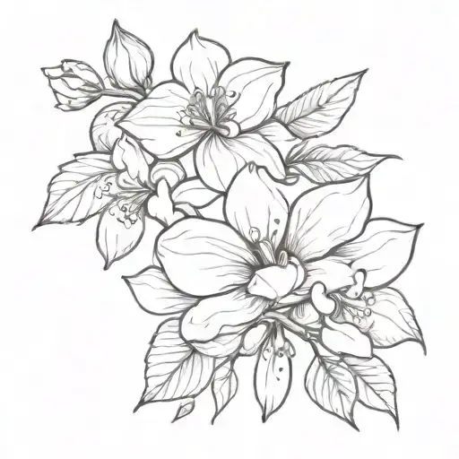 roses, orchid and apple blossom flowers tattoo design idea