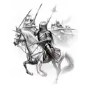  dark fantasy,medieval, knight, full armor tattoo design idea