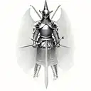  dark fantasy,medieval, knight, full armor tattoo design idea