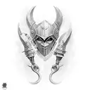  dark fantasy,medieval, knight, full armor tattoo design idea