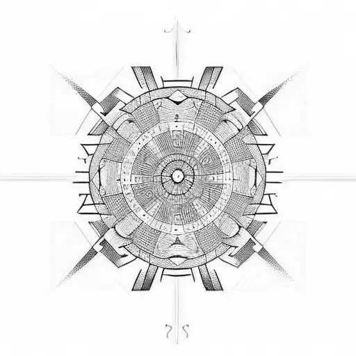 compas, lines and darts tattoo design idea