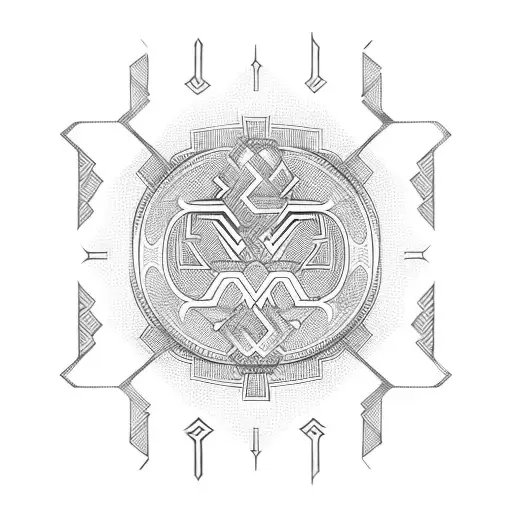 runic pattern, symmetric, full body tattoo design idea