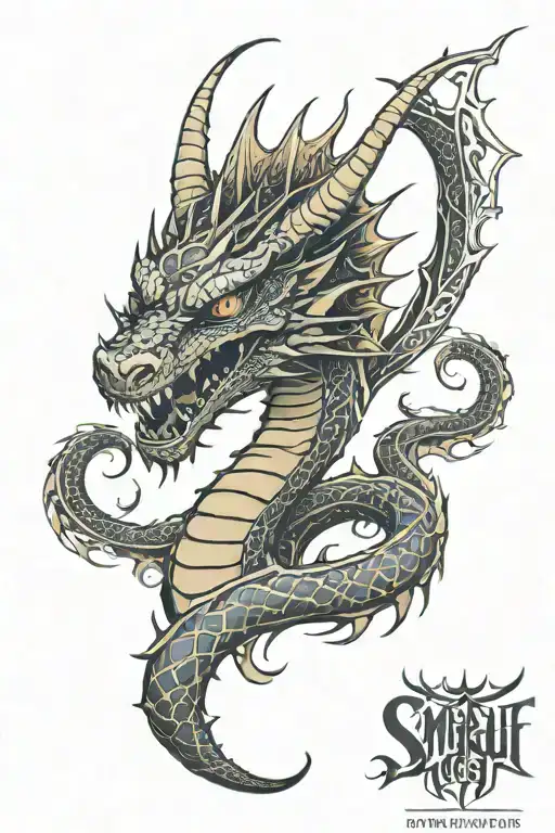 Smaug dragon front view   tattoo design idea