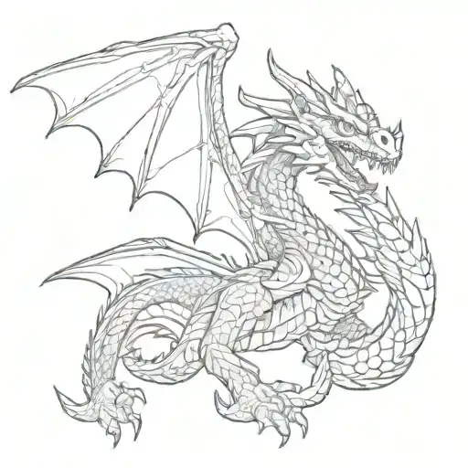 dragon Smaug holding banner  in front  tattoo design idea
