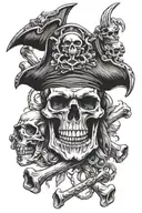 skull and Bones pirate tattoo design idea