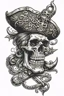 skull and Bones pirate tattoo design idea