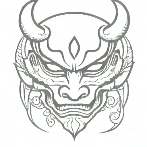 Oni Mask with tear drop tattoo design idea
