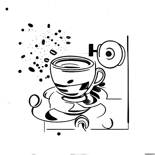 espresso machine on table tattoo design idea