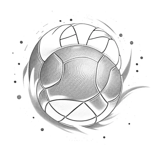 A volleyball player spiking the ball with a group of friends cheering in the background tattoo design idea