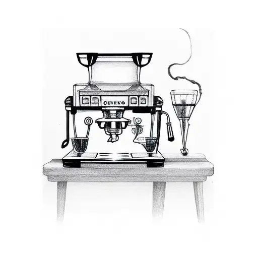 espresso machine on table  tattoo design idea