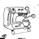 espresso machine on table with a chair in front of it tattoo design idea