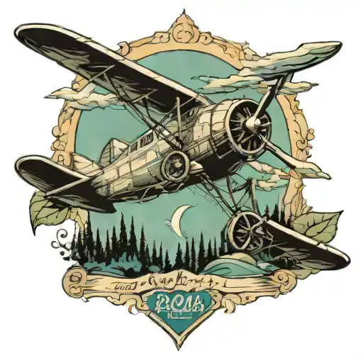 wildlife winner royal vintage airplane flying tattoo design idea