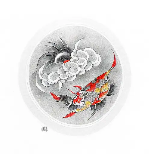 Sakura and carp tattoo design idea