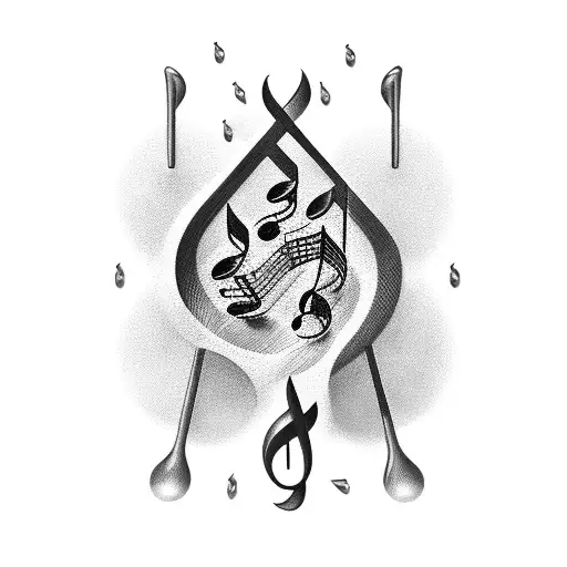 Musical notes forming a dental tool tattoo design idea