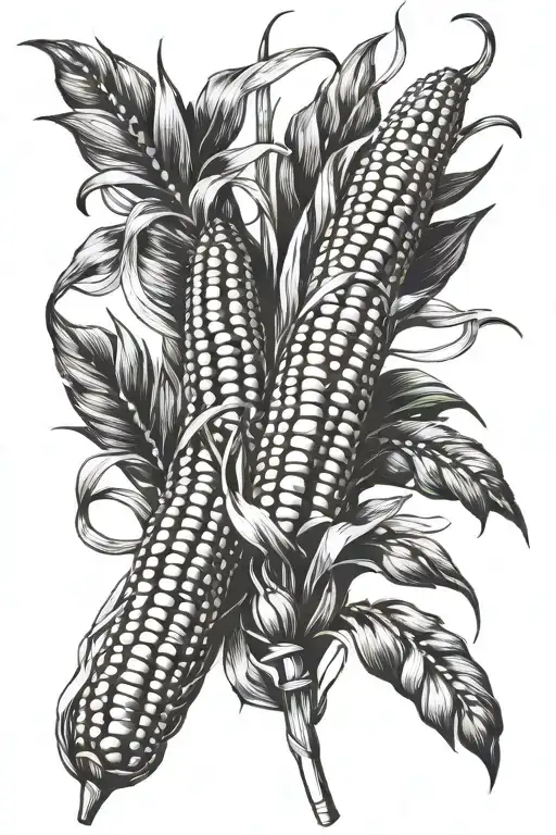 corn and wheat stalk intertwined tattoo design idea