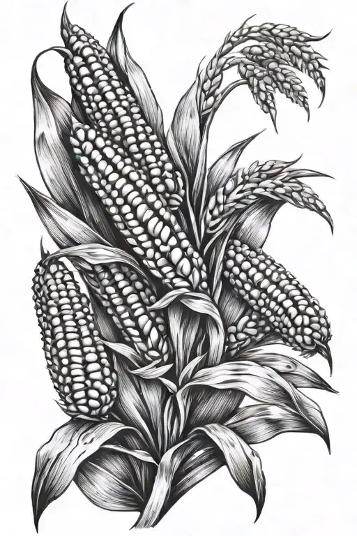 corn and wheat stalk intertwined tattoo design idea