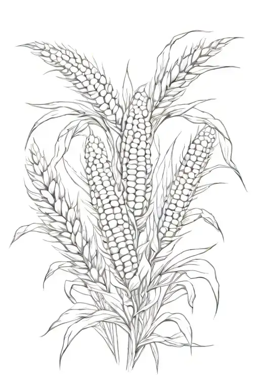 corn and wheat stalk intertwined tattoo design idea