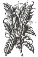 corn and wheat stalk intertwined tattoo design idea