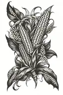 corn and wheat stalk intertwined tattoo design idea