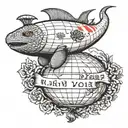 “the world is yours” showing on a blimp while a dragon is on top of the blimp with the mexican flag in the background  tattoo design idea