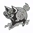 Pig tattoo design idea