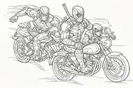 Deadpool, the flash and iron man riding tattoo design idea