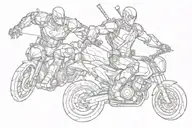 Deadpool, the flash and iron man riding tattoo design idea