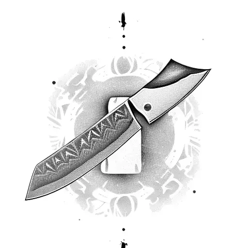 knife  allusive to professional kitchen chef life tattoo design idea