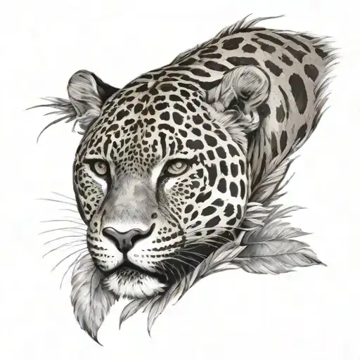 Jaguar, native american  tattoo design idea