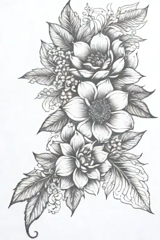 Flowers mandela style sleev tattoo design idea