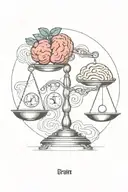 heart and brain balance scale tattoo design idea