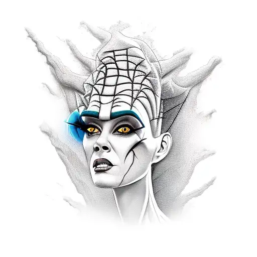 Bride of Frankenstein profile portrait tattoo design idea