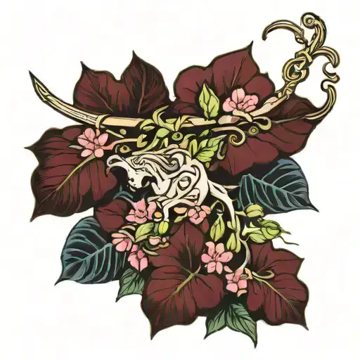 sagittarius and bougainvillea blooming vine tattoo design idea