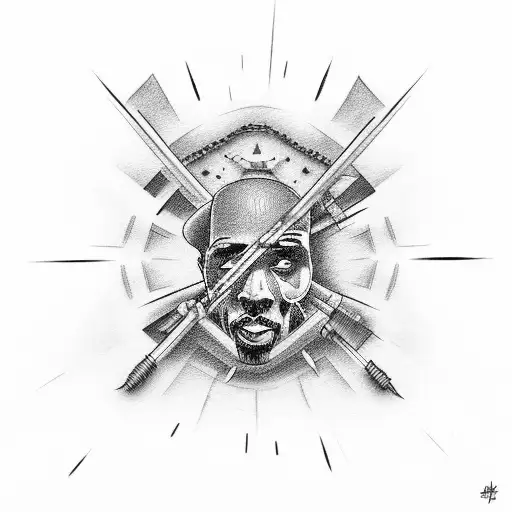 rap old school with 2pac tattoo design idea
