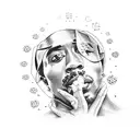 rap old school with 2pac tattoo design idea
