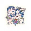 husband wife and girl tattoo design idea